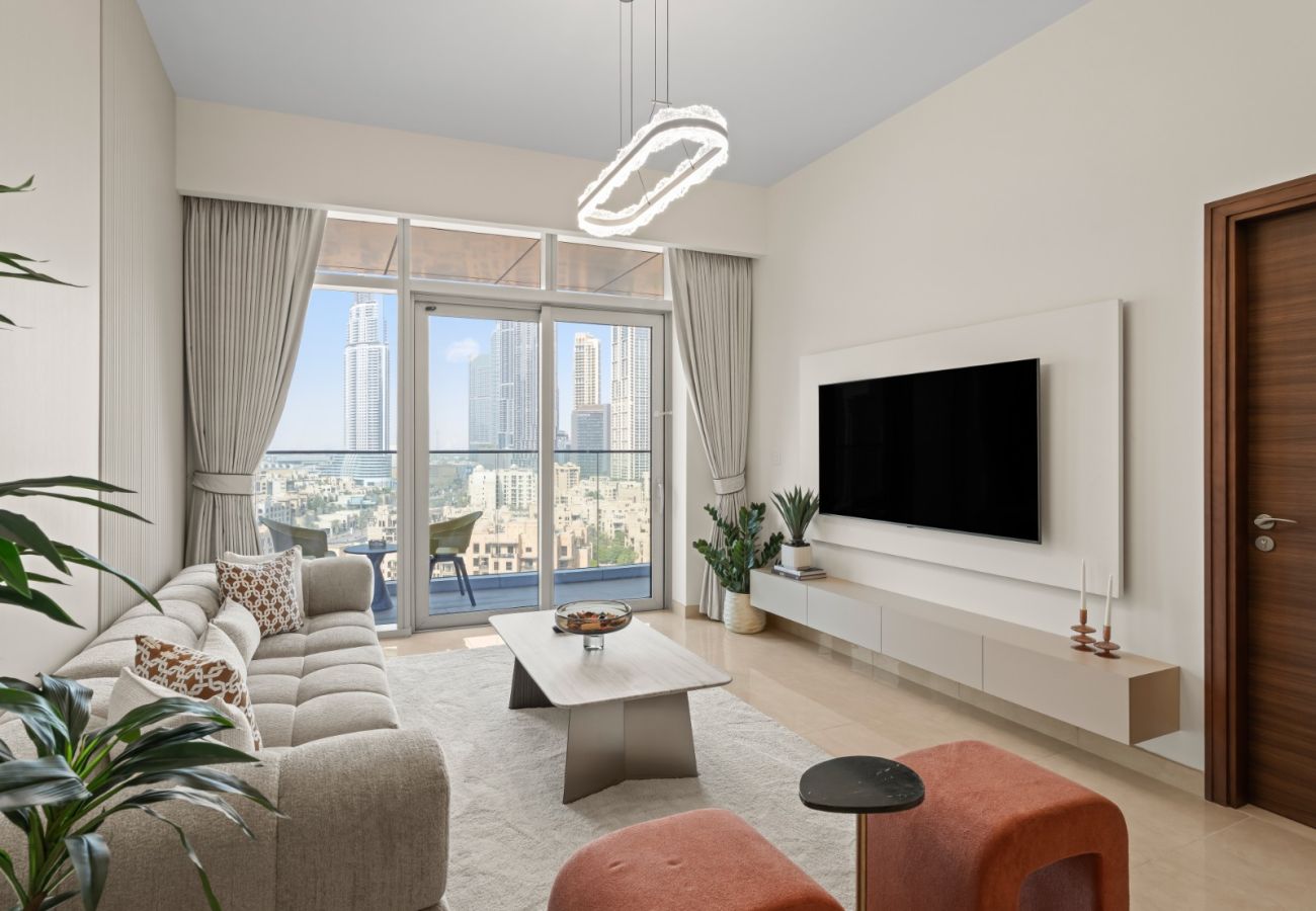 Apartment in Dubai - Royale 1BR+Study|Sleeps 4|Full Burj Khalifa View