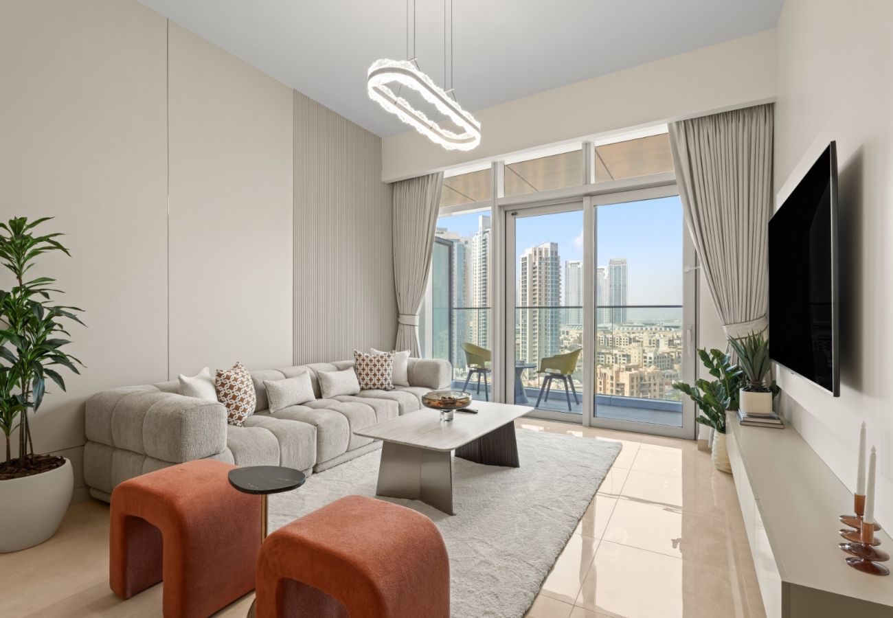 Apartment in Dubai - Royale 1BR+Study|Sleeps 4|Full Burj Khalifa View